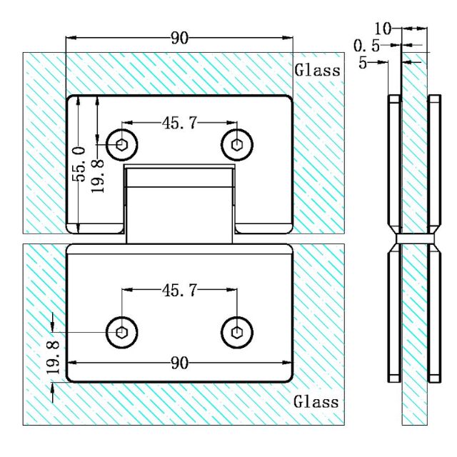 Nero 180 Degree Glass to Glass Shower Hinge 10mm Glass Matte Black