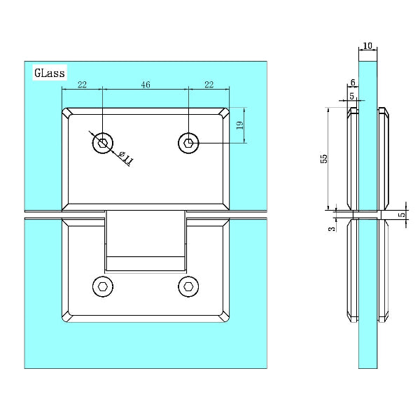 Nero 180 Degree Glass to Glass Shower Hinge - The Blue Space