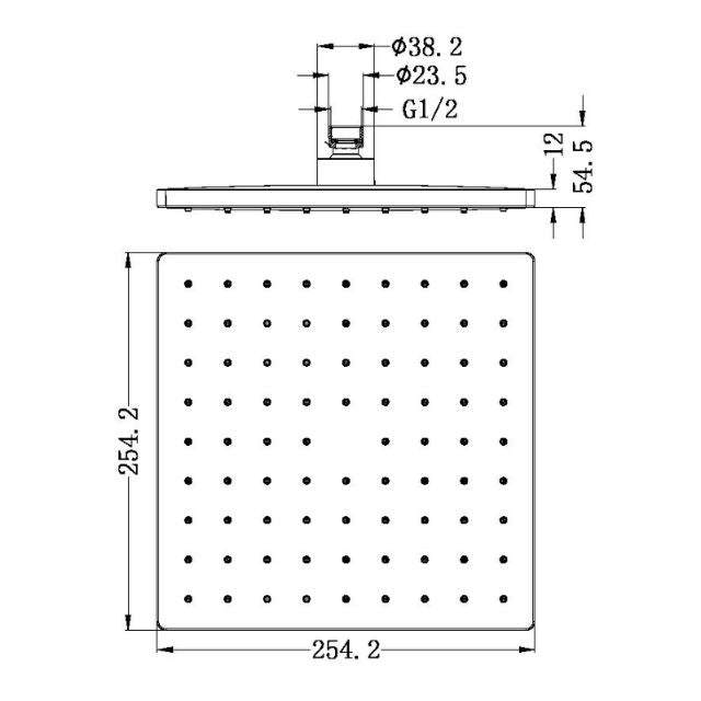 Nero 250mm ABS Square Shower Head Brushed Nickel