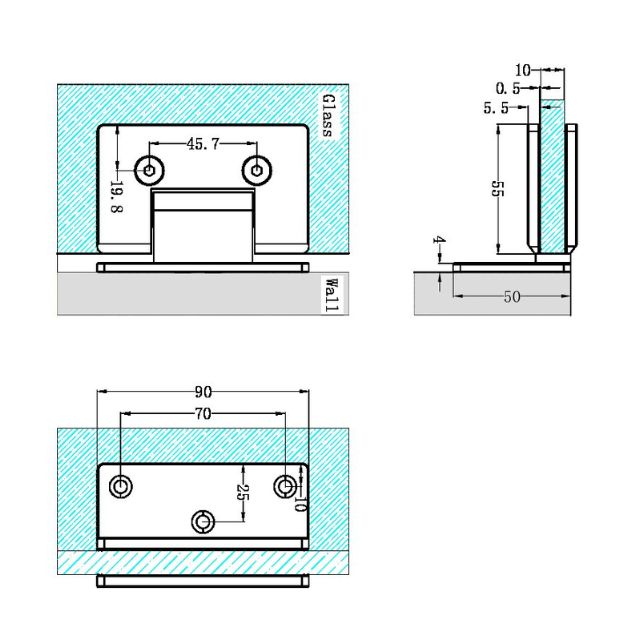 Nero 90 Degree Glass to Wall Shower Hinge 10mm Glass Matte Black