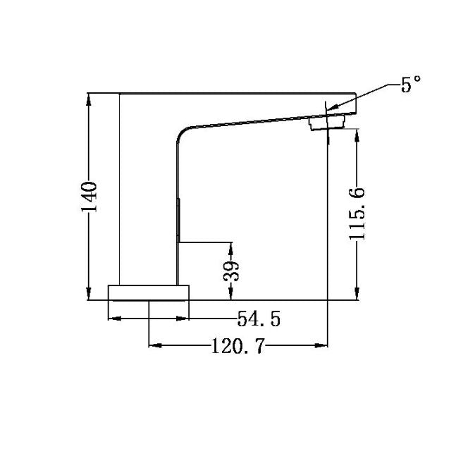Technical Drawing Nero Bianca Sensor Tap Chrome NR403CH - The Blue Space