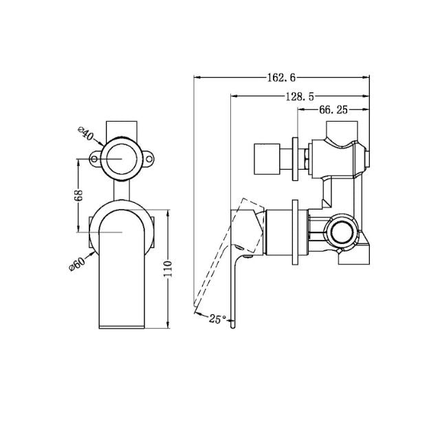 Nero Bianca Shower Mixer With Diverter Separate Back Plate Brushed Nickel