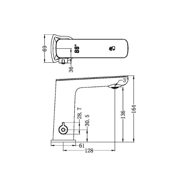 Nero Claudia Sensor Mixer With White Top Display Matte Black