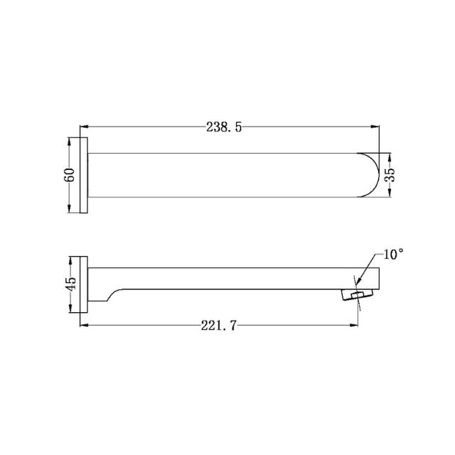Nero Ecco Fixed Bath Spout Only Brushed Nickel