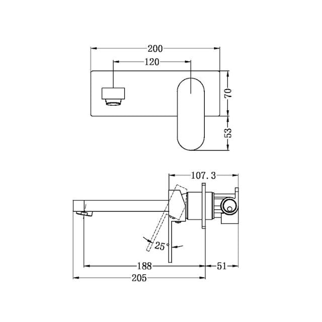 Nero Ecco Wall Basin/Bath Mixer Chrome