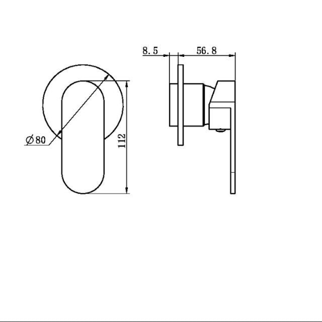 Nero Ecco Shower Mixer 80mm Round Plate Brushed Nickel