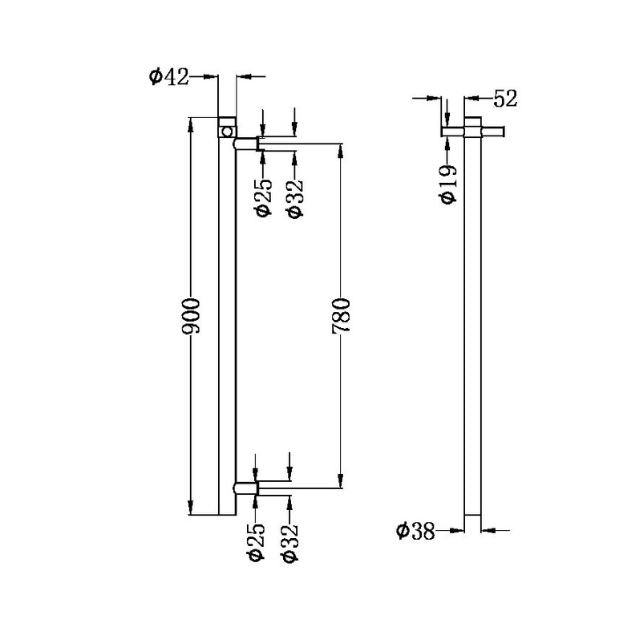 Nero Heated Vertical Towel Rail Matte White