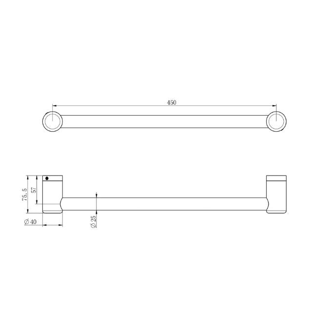 Nero Mecca Care 25mm Grab Rail 450mm Gunmetal