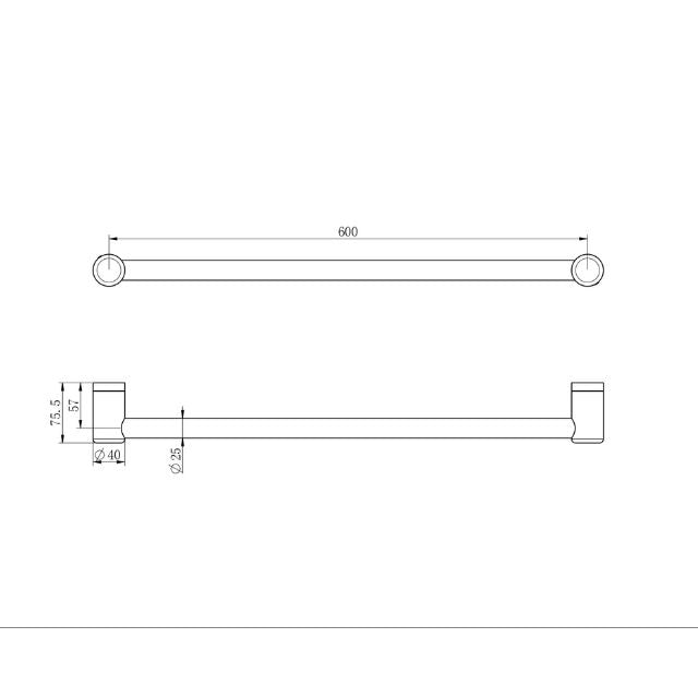 Nero Mecca Care 25mm Grab Rail 600mm Chrome