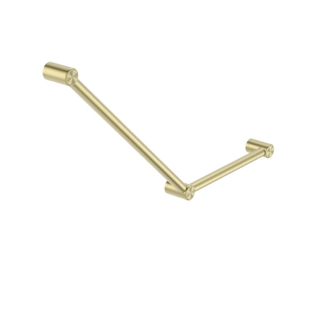 Nero Mecca Care 32mm Ambulant Toilet Grab Rail 45 Degree 750x450mm Brushed Gold