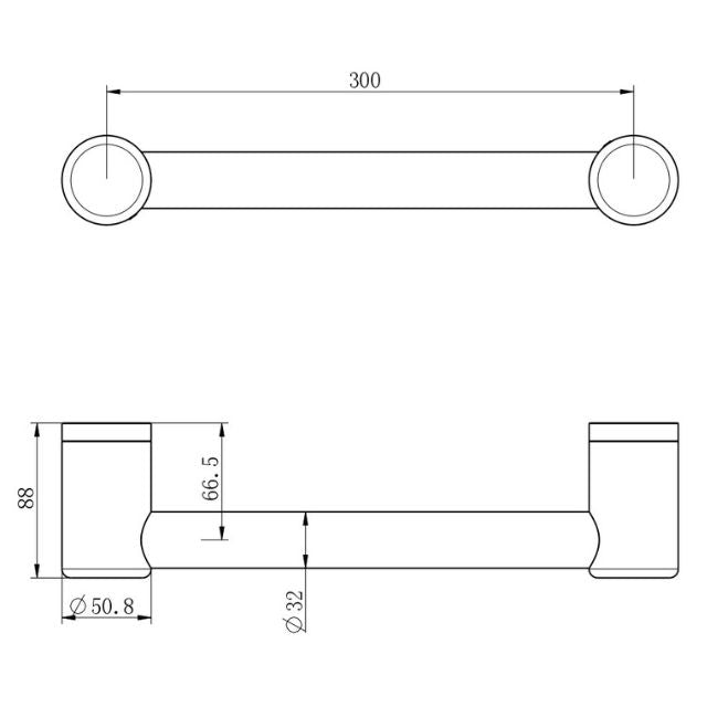 Nero Mecca Care 32mm Grab Rail 300mm Brushed Bronze