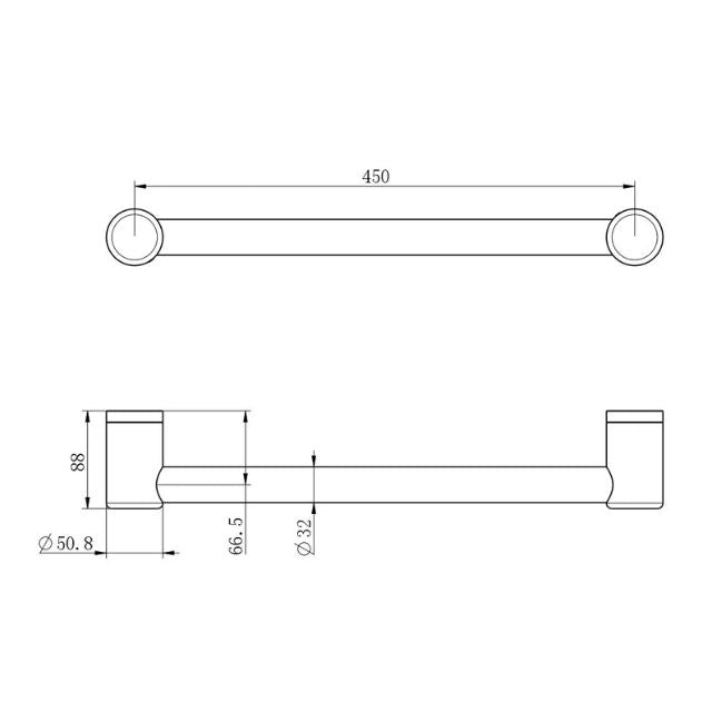 Nero Mecca Care 32mm Grab Rail 450mm Brushed Nickel