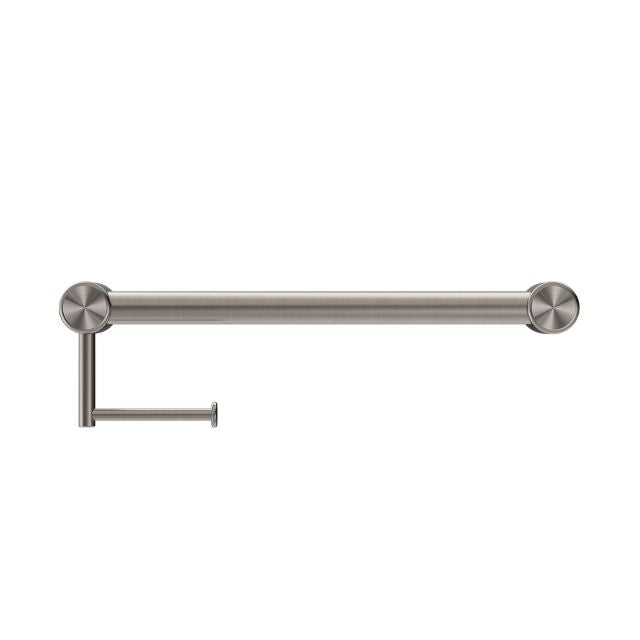 Nero Mecca Care 32mm Grab Rail With Toilet Roll Holder 450mm Brushed Nickel