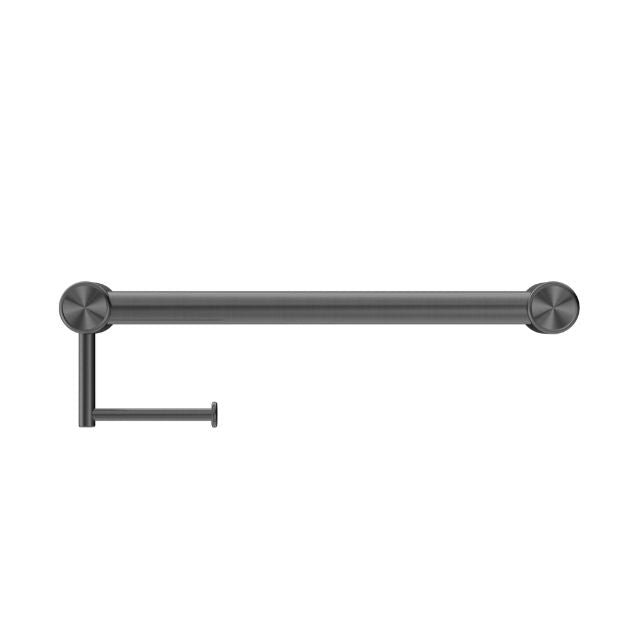 Nero Mecca Care 32mm Grab Rail With Toilet Roll Holder 450mm Gunmetal