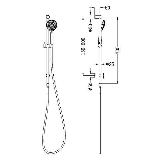 Nero Mecca Rail Shower With Air Shower Matte Black