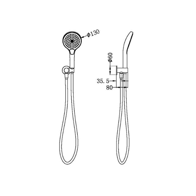 Nero Mecca Shower On Bracket With Air Shower II Gun Metal