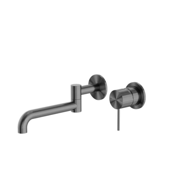 Nero Mecca Wall Basin/Bath Mixer Swivel Spout 225mm Gun Metal
