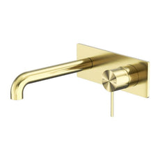 Nero Mecca Wall Basin Mixer 120mm Spout Brushed Gold - NR221910a120BG - The Blue Space