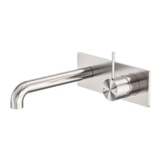 Nero Mecca Wall Basin Mixer Handle Up 120mm Spout Brushed Nickel - NR221910b120BN - The Blue Space