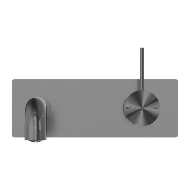 Buy Online Nero Mecca Wall Basin Mixer Handle Up 120mm Spout Gun Metal - NR221910b120GM - The Blue Space