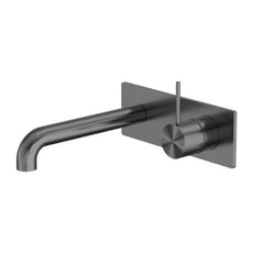 Nero Mecca Wall Basin Mixer Handle Up 120mm Spout Gun Metal - NR221910b120GM - The Blue Space