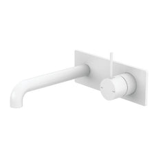 Nero Mecca Wall Basin Mixer Handle Up 120mm Spout Matte White - NR221910b120MW - The Blue Space