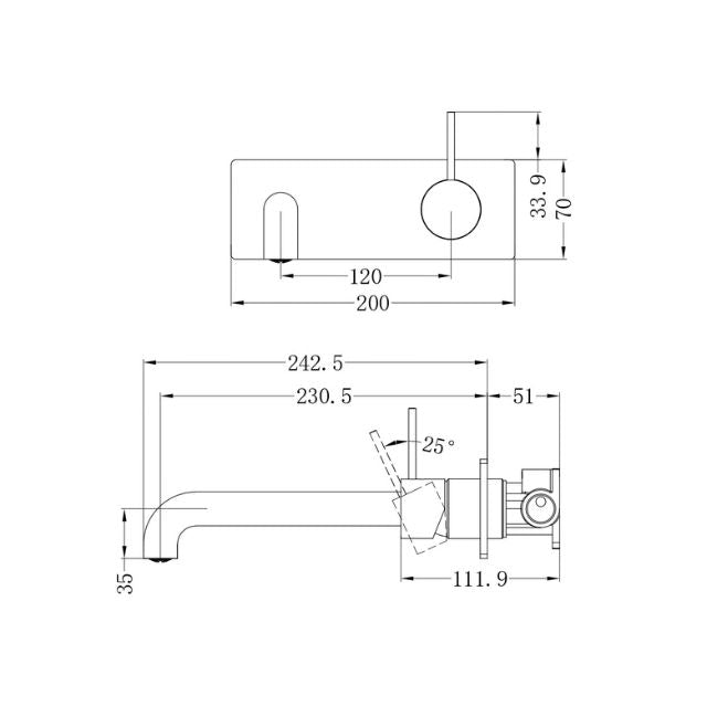 Nero Mecca Wall Basin/Bath Mixer Handle Up 230mm Matte White