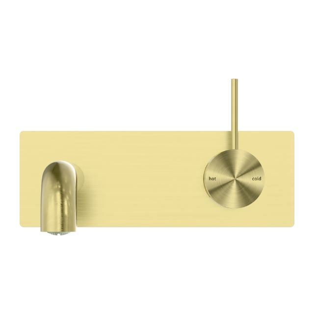 Buy Online Nero Mecca Wall Basin Mixer Handle Up 260mm Spout Brushed Gold - NR221910B260BG - The Blue Space