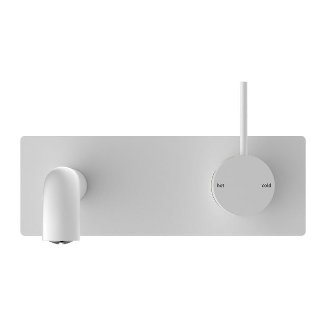 Buy Online Nero Mecca Wall Basin Mixer Handle Up 260mm Spout Matte White - NR221910B260MW - The Blue Space