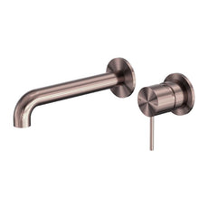 Nero Mecca Wall Basin Mixer Separate Backplate 120mm Spout Brushed Bronze - NR221910C120BZ - The Blue Space