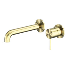 Nero Mecca Wall Basin Mixer Separate Backplate 120mm Spout Brushed Gold NR221910C120BG - The Blue Space