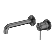 Nero Mecca Wall Basin Mixer Separate Backplate 120mm Spout Gun Metal - NR221910C120GM - The Blue Space