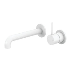 Nero Mecca Wall Basin Mixer Separate Backplate Handle Up 120mm Spout Matte White - NR221910D120MW - The Blue Space
