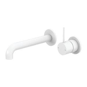 Nero Mecca Wall Basin/Bath Mixer Separate Back Plate Handle Up 230mm Matte White