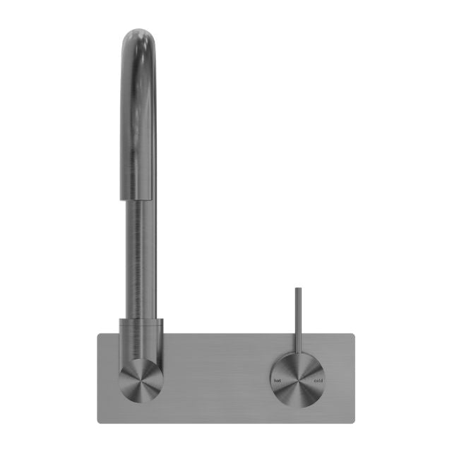 Buy Nero Mecca Wall Basin/Bath Mixer Swivel Spout with Handle Up Wall Mixer in Gun Metal NR221910PGM - The Blue Space