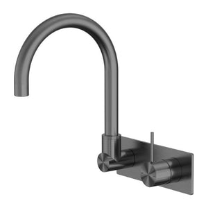 Nero Mecca Wall Basin/Bath Mixer Swivel Spout Handle Up Gun Metal