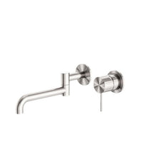 Nero Mecca Wall Basin/Bath Mixer Swivel Spout 225mm Brushed Nickel NR221910RBN - The Blue Space