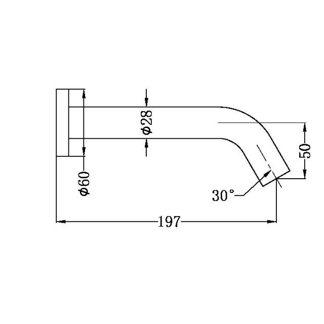 Technical Drawing Nero Mecca Wall Mount Sensor Taps in Matte Black NR401MB - The Blue Space