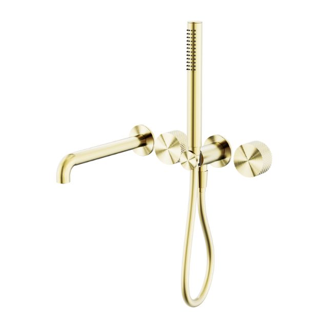 Nero Opal Progressive Shower System Separate Plate With Spout 230mm Brushed Gold