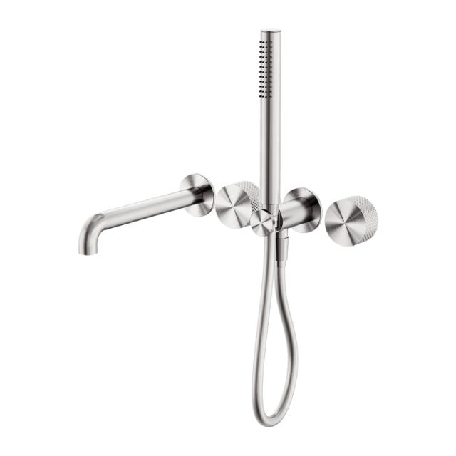 Nero Opal Progressive Shower System Separate Plate With Spout 250mm Brushed Nickel