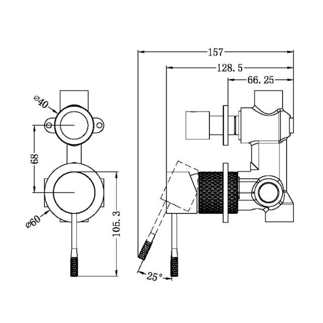 Nero Opal Shower Mixer With Divertor Separate Plate Brushed Gold