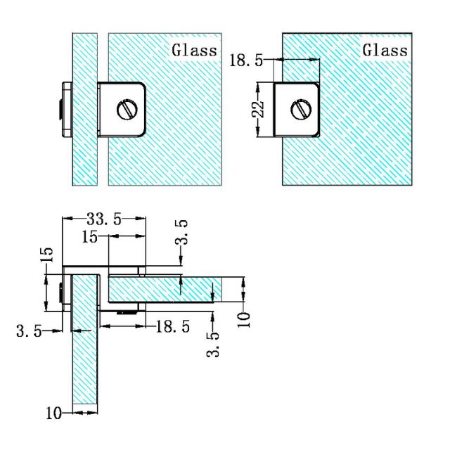 Nero Over Panel Glass to Glass Fitting 10mm Gun Metal