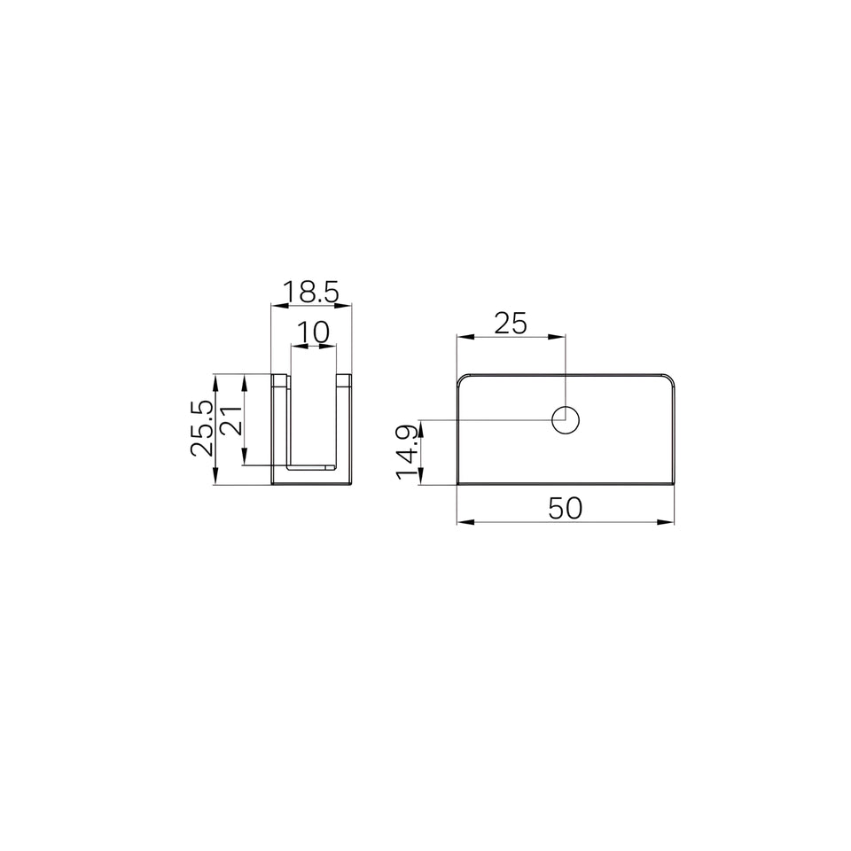 Nero Shower U-Shaped Bracket 10mm Glass Brushed Bronze