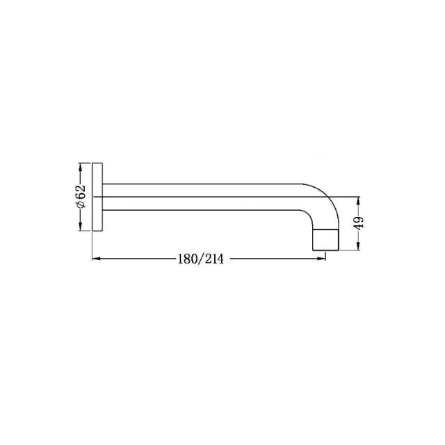 Nero X Plus Wall Basin Set Spout Only 180mm Brushed Gold