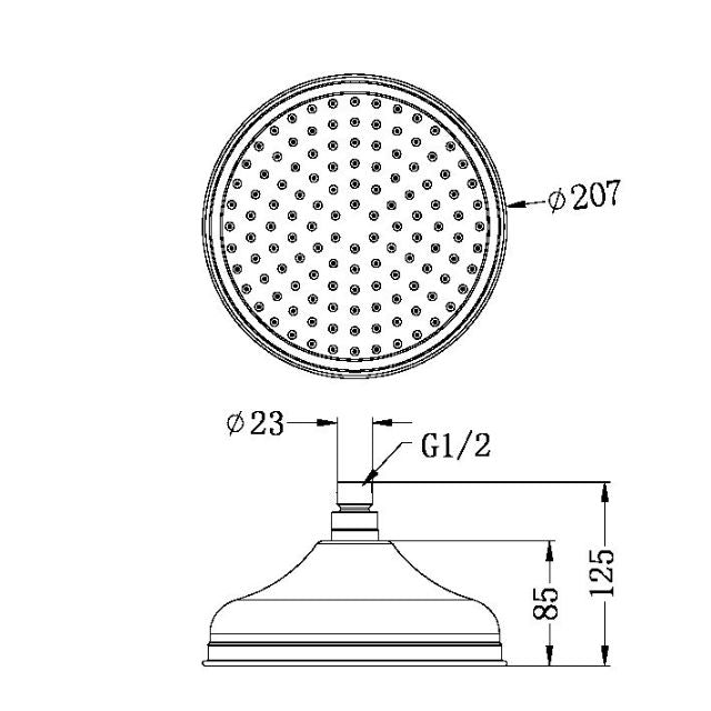 Nero York 200mm Shower Head Aged Brass