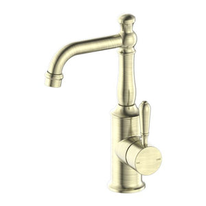 Nero York Basin Mixer With Metal Lever Aged Brass