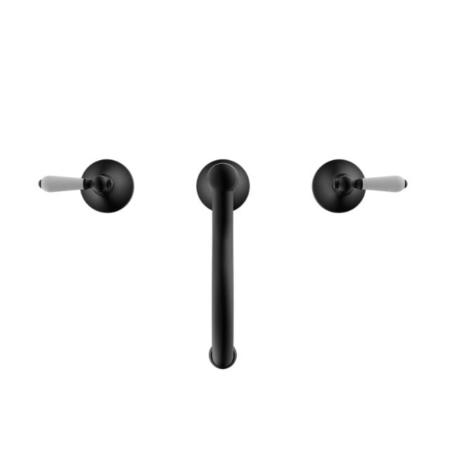 Buy Nero York Basin Set With White Porcelain Lever Matte Black NR692102a01MB - The Blue Space