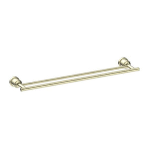Nero York Double Towel Rail 600mm Aged Brass
