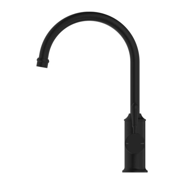 Buy Online Nero York Kitchen Mixer Gooseneck Spout With Metal Lever Matte Black NR69210602MB - The Blue Space