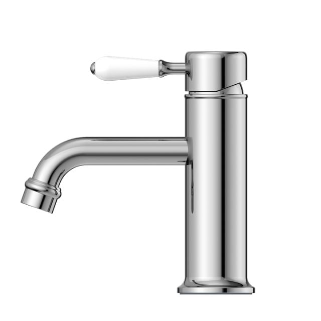 Buy Nero York Straight Basin Mixer With White Porcelain Lever Chrome NR692101b01CH - The Blue Space